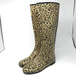 Fila Knee High Rain Boots Rubbers Leopard Print 40